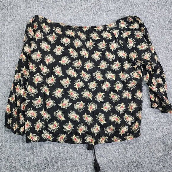 Denim‎ & Supply Ralph Lauren Boho Floral Peasant Top Blouse Tassel Size Small - Picture 10 of 13
